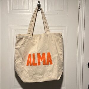 Canvas Tote Bag with Orange ALMA Print